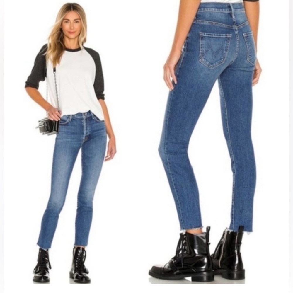 Mother The Stunner Ankle Fray In Sweet and Sassy Blue Jeans Denim Size 23